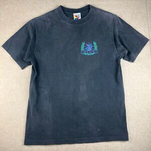 Vintage‎ Newport Blue Shirt Men L Black Single Stitch 1990 Crest Logo USA Tee